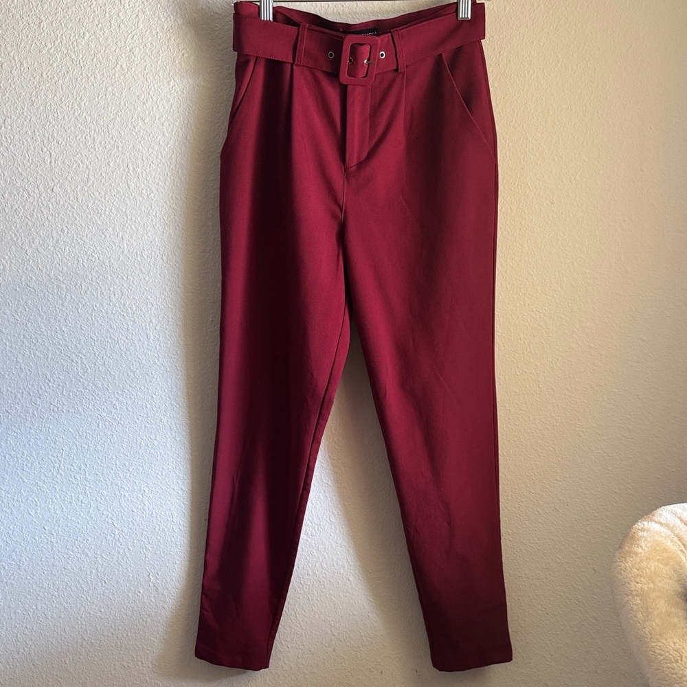 Kittenish Women’s Deep Red Pants with Belt